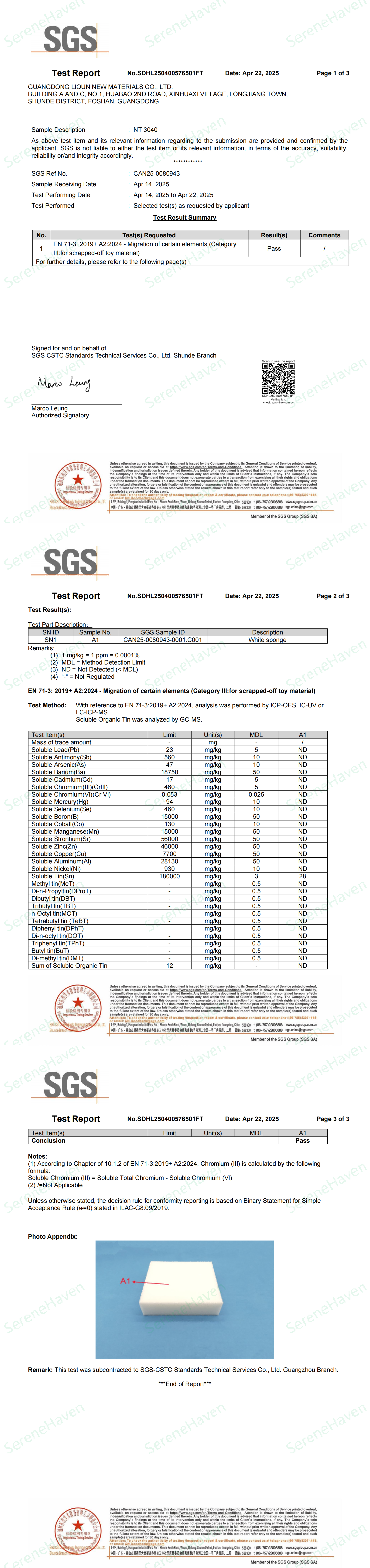 Environmental Sponge Testing Report
