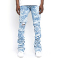 Προσαρμοσμένο λογότυπο Dispressed Rapped Homme Fashion Tie Dye Skinny Denim Στατισμένο τζιν για Men1