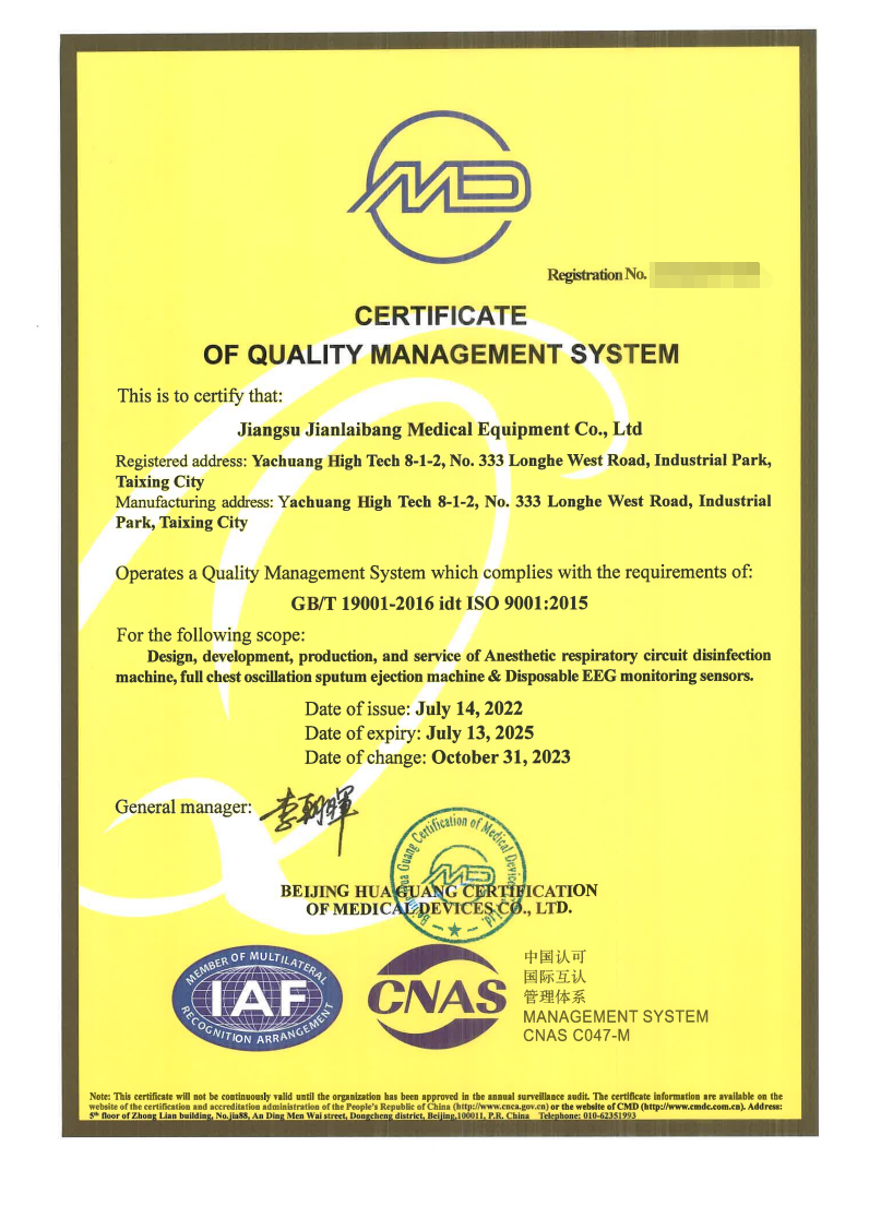 Certificate of Quality Management System