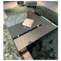 Italian Minimalist Solid Steel Square Coffee Table Bar Living Room Marble Top Metal Mirror Glass Sofa Side Table1