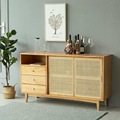 Top -Qualität nordischer Stil Sideboard Natural Modern Designs Aufbewahrung Festes Holz Wohnzimmer Rattan Küchenschrank1