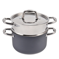 3QT Metal Steamer: 2 Layer Stainless Steel Steamer Pot with Gray Color Coating1