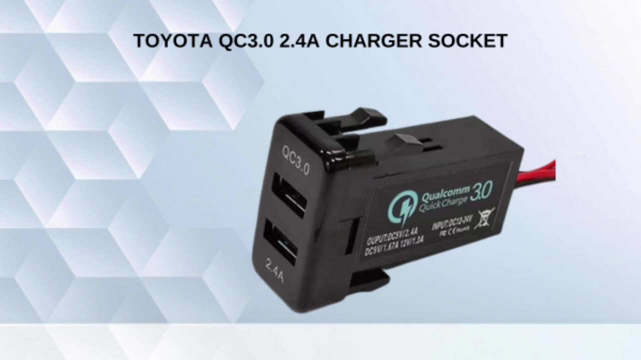 Soquete de carregador de carro USB duplo Carga rápida 3.0 2.4a para Toyota Cars1
