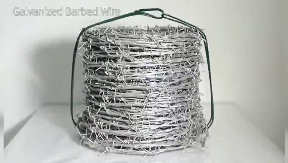 14 gauge 1.6mm hot dip galvanized barbed wire 200 meter roll with handle1