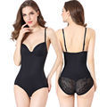 Black Lace V Neck Push Up Waist Trainer Bodysuit1
