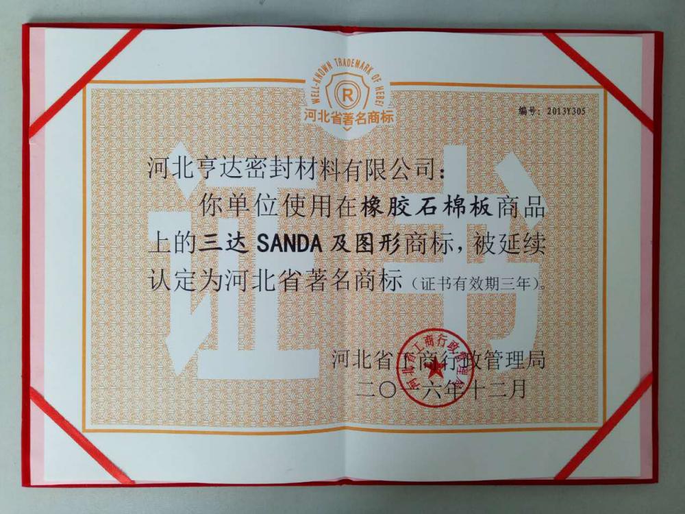 FAMOUS TRADEMARK CERTIFICATE