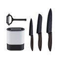 Ceramic Knife Set: 6 Inch Chef, 5 Inch Santoku & Fruit Cutter Peeler - Black1