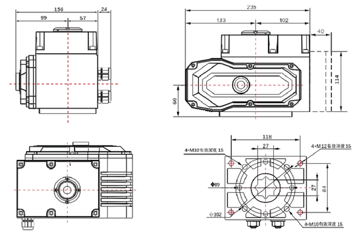 Flange End PN 16 Resilient Seat 2'' Electric Actuated Stainless Steel Stem Motorized Gate Valve