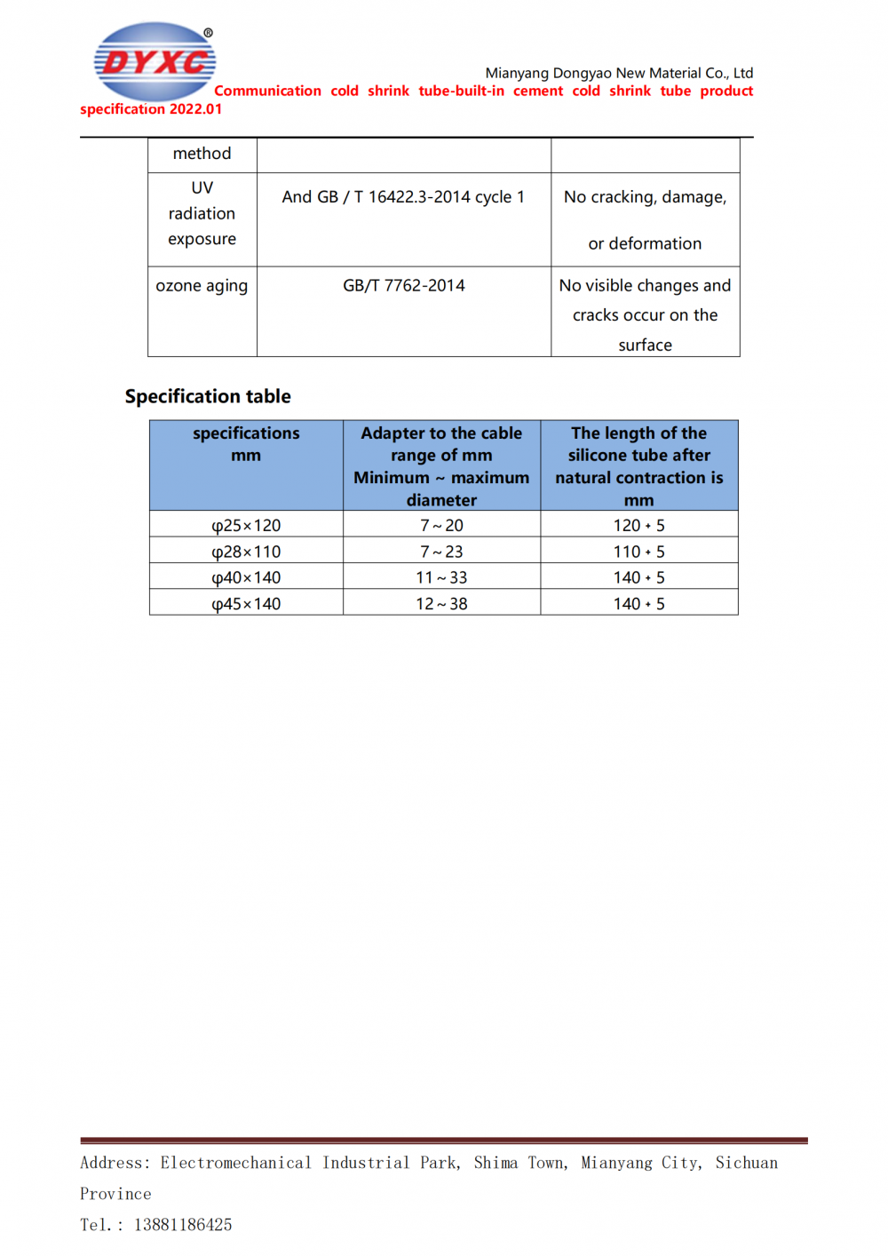 Mastic Cold Shrink Tube