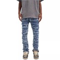 Ρετρό τρύπα Rapped Disteded Jeans για άνδρες ευθεία πλυμένο hip hop χαλαρό παντελόνι denim vibe στυλ casual jean παντελόνι1