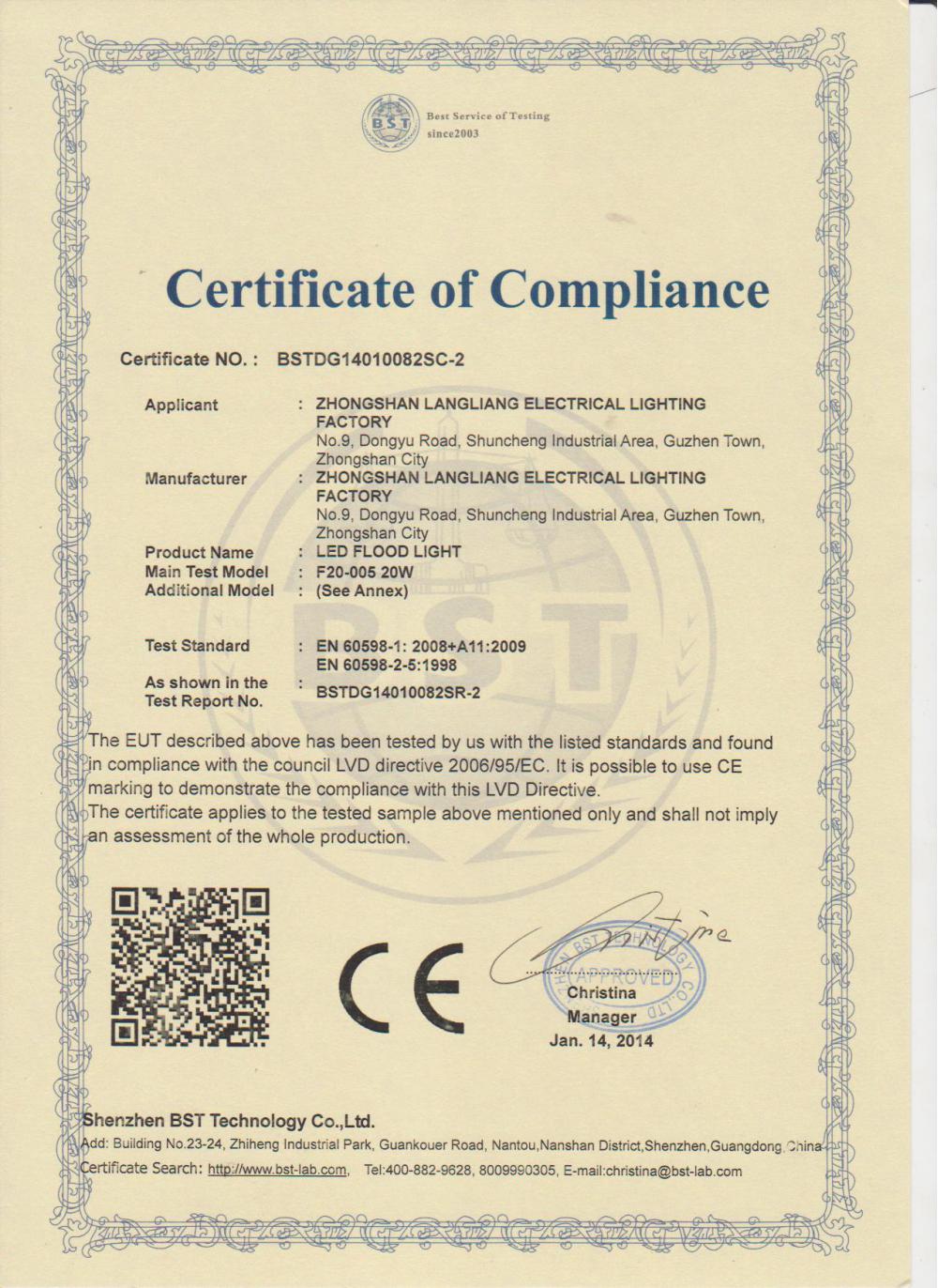 LED flood light CE certificate