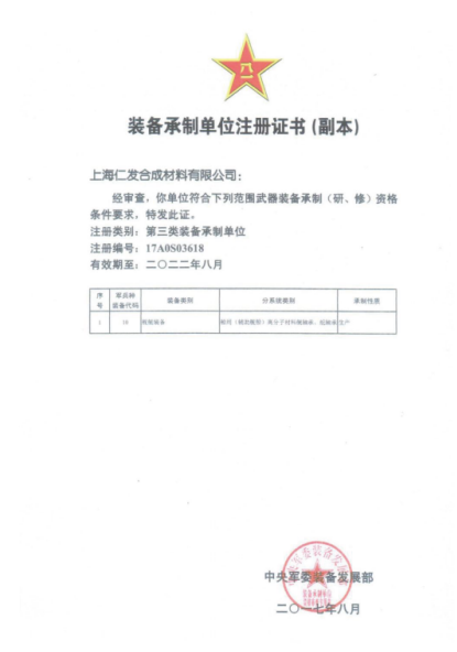 Registration certificate of equipment manufacturing unit