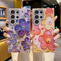 Korean Blue Water Diamond Flower Phone Case for Samsung S24 Ultra, S23, S22 - Anti-Fall Protective Cover1