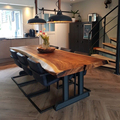 Prix ​​d&#39;usine moderne meubles de cuisine en bois Live Edge Solid Noyer Wood Wood Restaurant Table à manger Top1