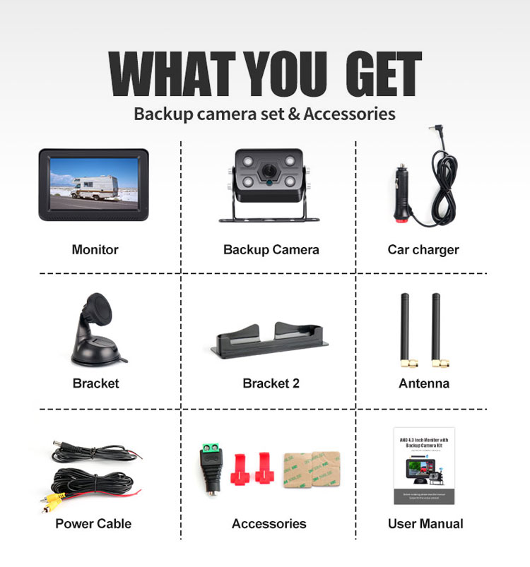 Wireless Reversing Camera Kit with Digital Signal, Waterproof Rear View Camera with 5 inch Wireless  Car Camera