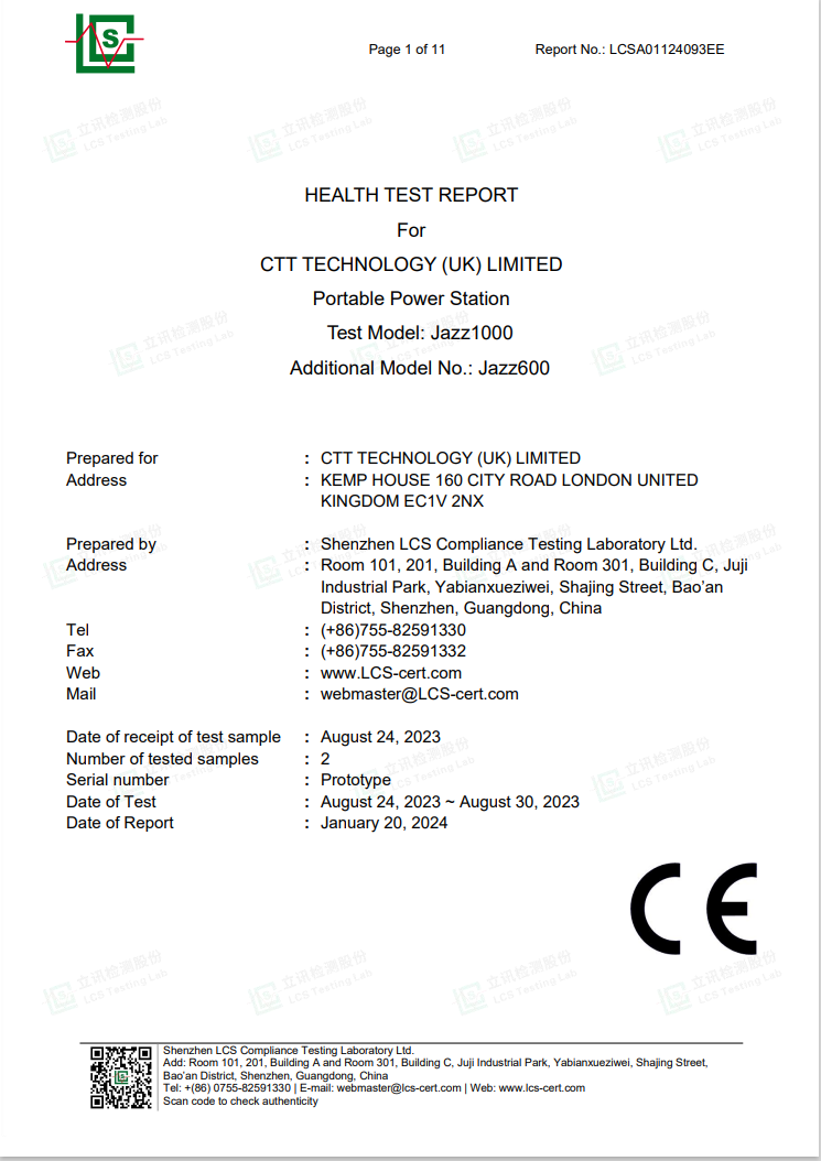 HEALTH TEST REPORT