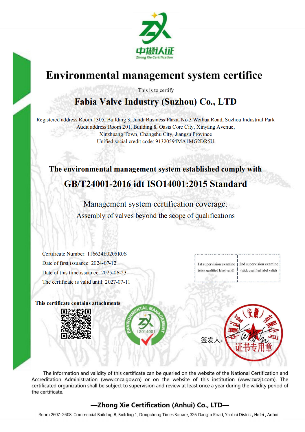 ISO14001 Environmental management system Certifice