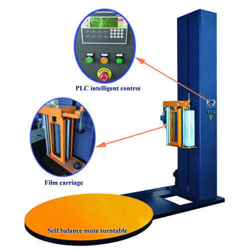 Automatic pallet wrapping machine with cut film 