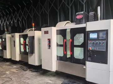 Ten newly arrived Qiaofeng V8 machining centres.