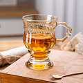 Vintage Court Inspired Embossed Glass Coffee Cup with Handle1