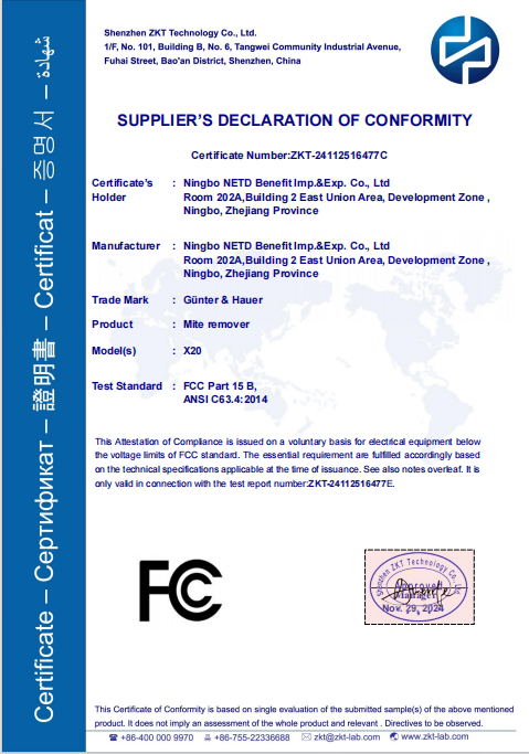 SUPPLIER'S DECLARATION OF CONFORMITY