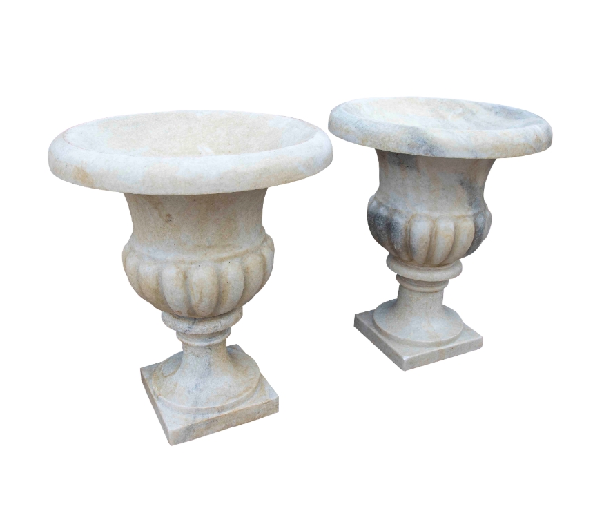 Elegant Natural White Marble Cups with Smooth Rounded Edges Set