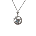 925 Sterling Silver Moonstone Necklace with Collarbone Chain and Glass Stone1