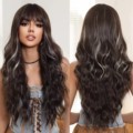 28 Inches Dark Brown Mixed Blonde Long Body Wave Heat Resistant Synthetic Wig for Women1