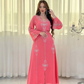 2024 Hot Selling EID Dubai Chiffon Abaya لباس کریستال Abaya لباس اسلامی زنانه لباس مسلمان لباس بلند Abaya1