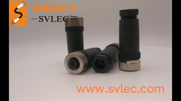 M12 female straight connector B-code