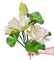 Artificial Lotus Flower Bunch Faux Silk Water Lily Bouquet with Green Leaves & Frog - 10 Forks for Floral Decoration1