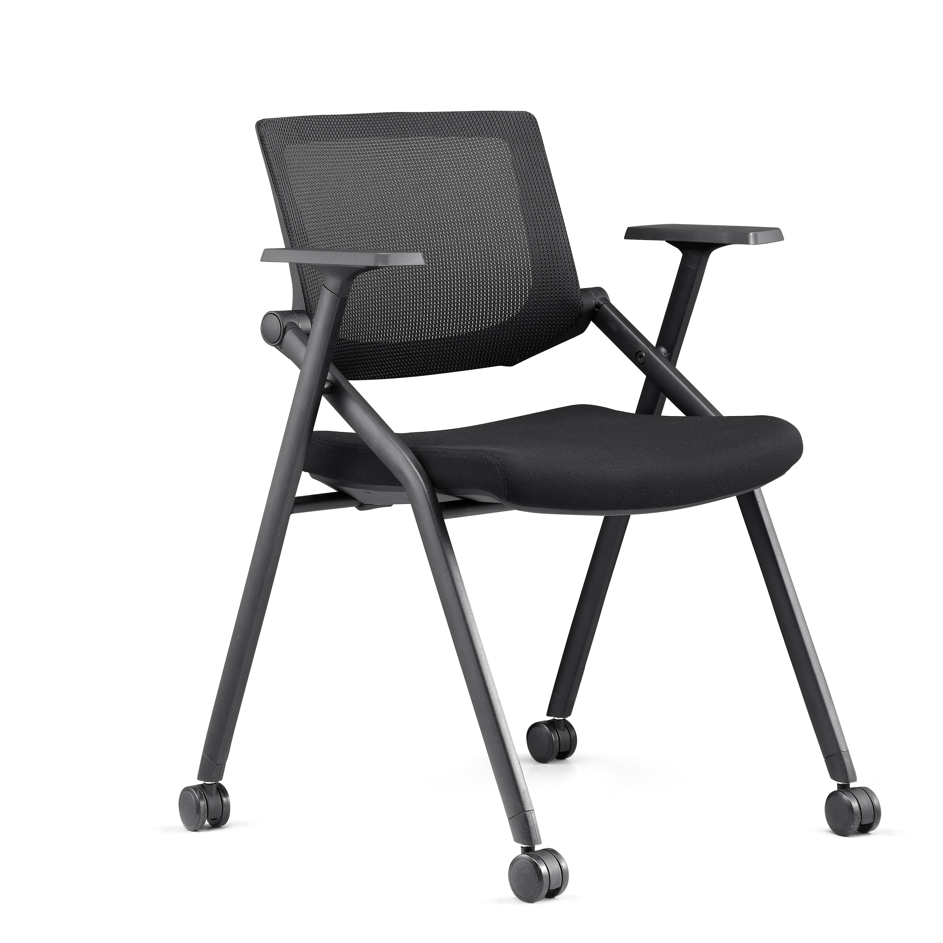 Stackbar vikbar träningsstol Rolling Mesh Meeting Chair Conference Stol med Wheels1