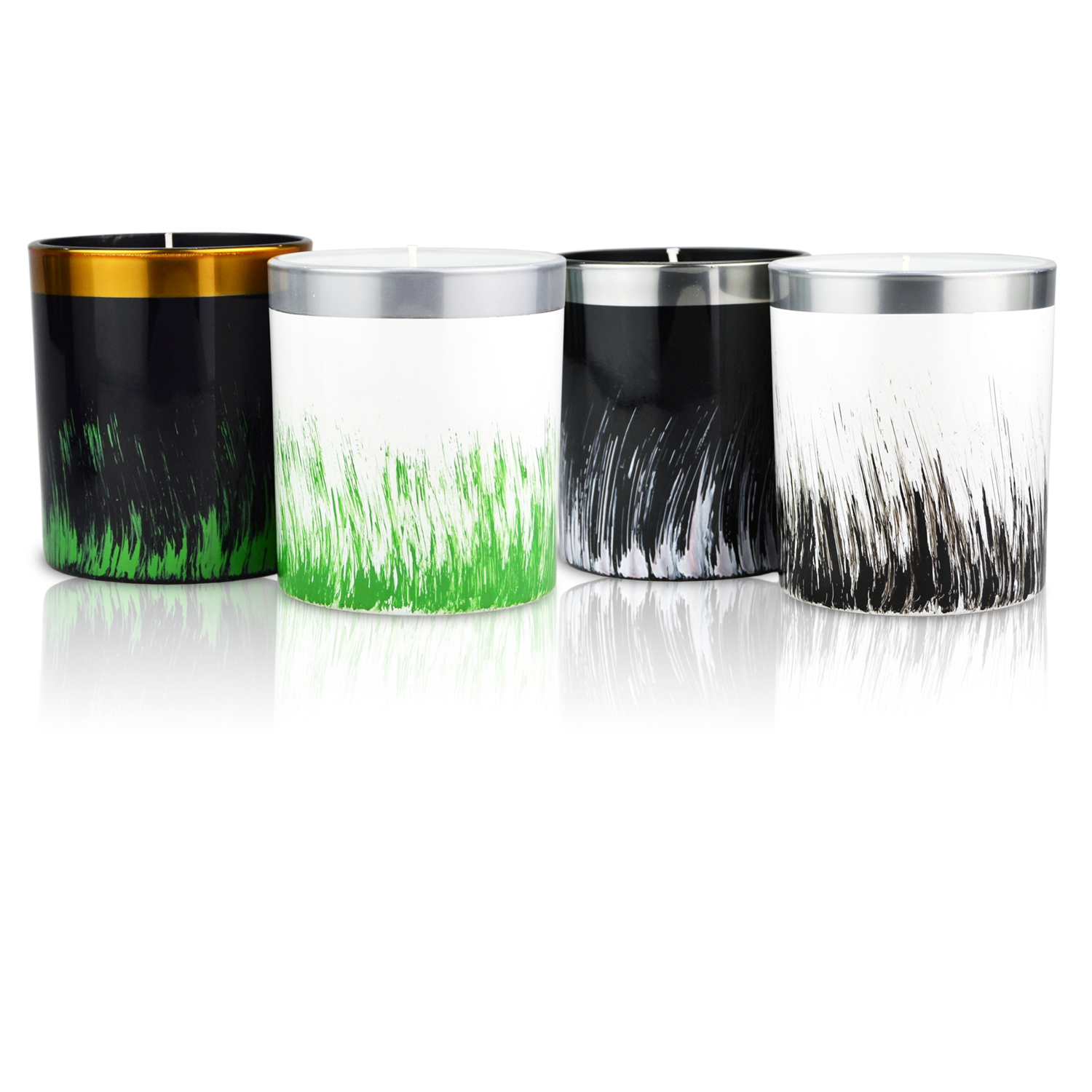 Grass printed glass jar candles