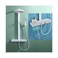 White LED Smart Digital Hydro Hot Cold Rain Round Shower Head Faucet Set with Shelf1
