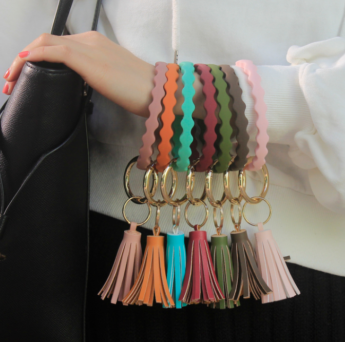 Silicone Tassel Keychain Bracelet Bangles