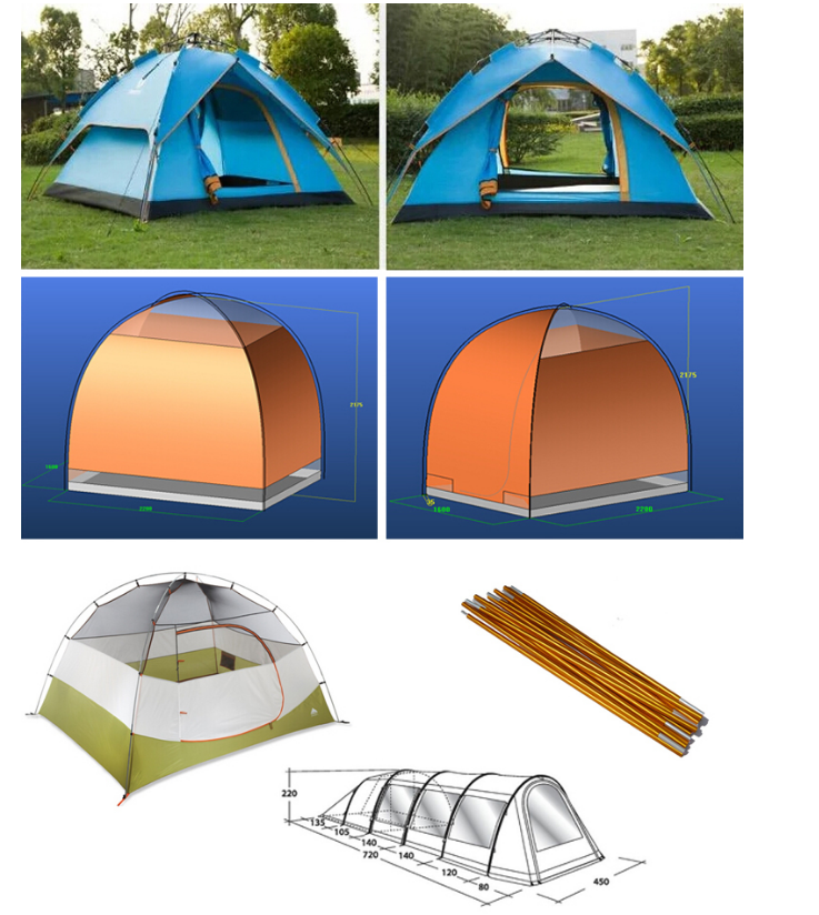 Aluminium Alloy Flexible T6 16mm 13mm 11mm diameter Tent Pole for Camping