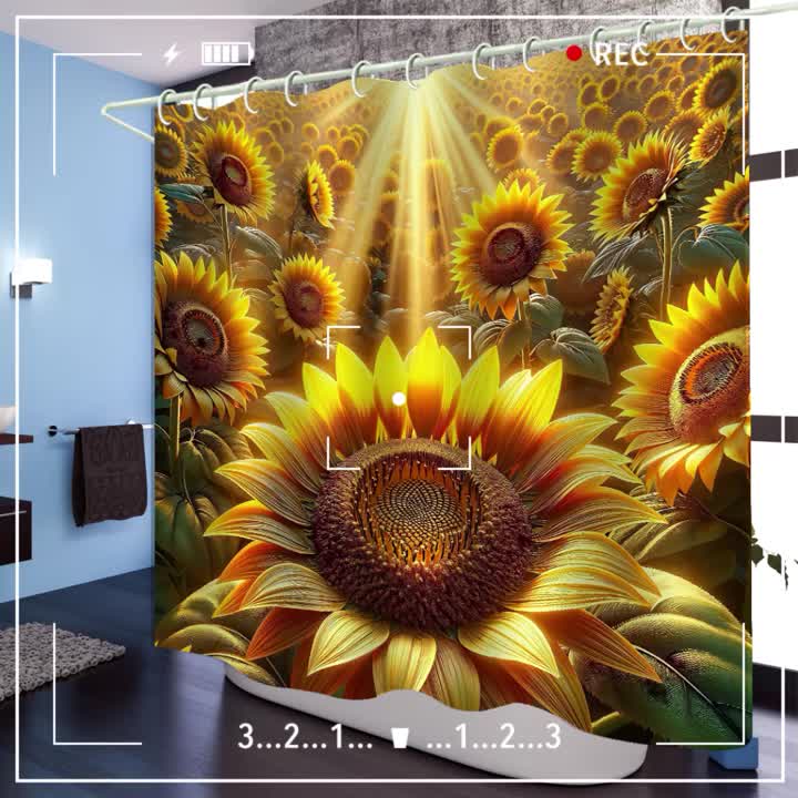 3D waterproof curtain with rings 3