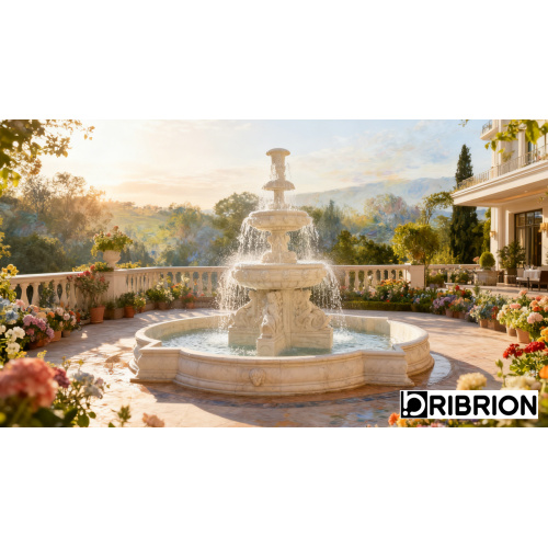 White Marble Wonder: Bribrion’s Bespoke Stone Fountain Makes a Splash at Hotel Vespucci