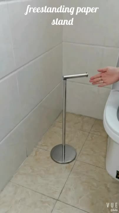 Standing Toilet Paper Holder Stand Untuk Kamar Mandi Dispenser Gulung Jaringan Nikel Tersikat Dengan Penyimpanan Cadangan1