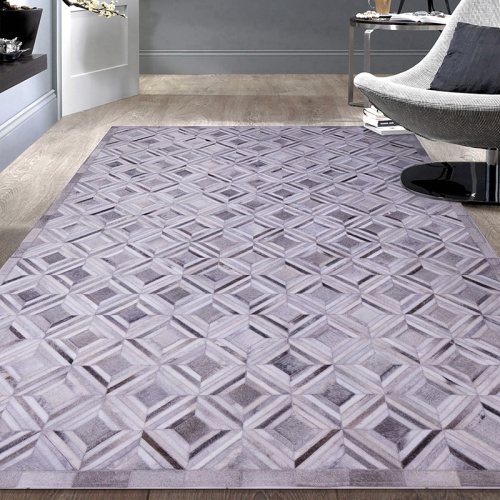 Grey design Real cowhide patchwork leather rug