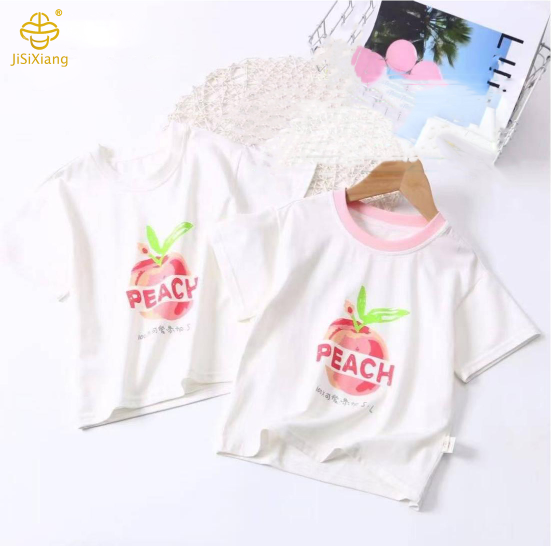 만화 소녀 곰 인쇄 짧은 소매 스커트 세트