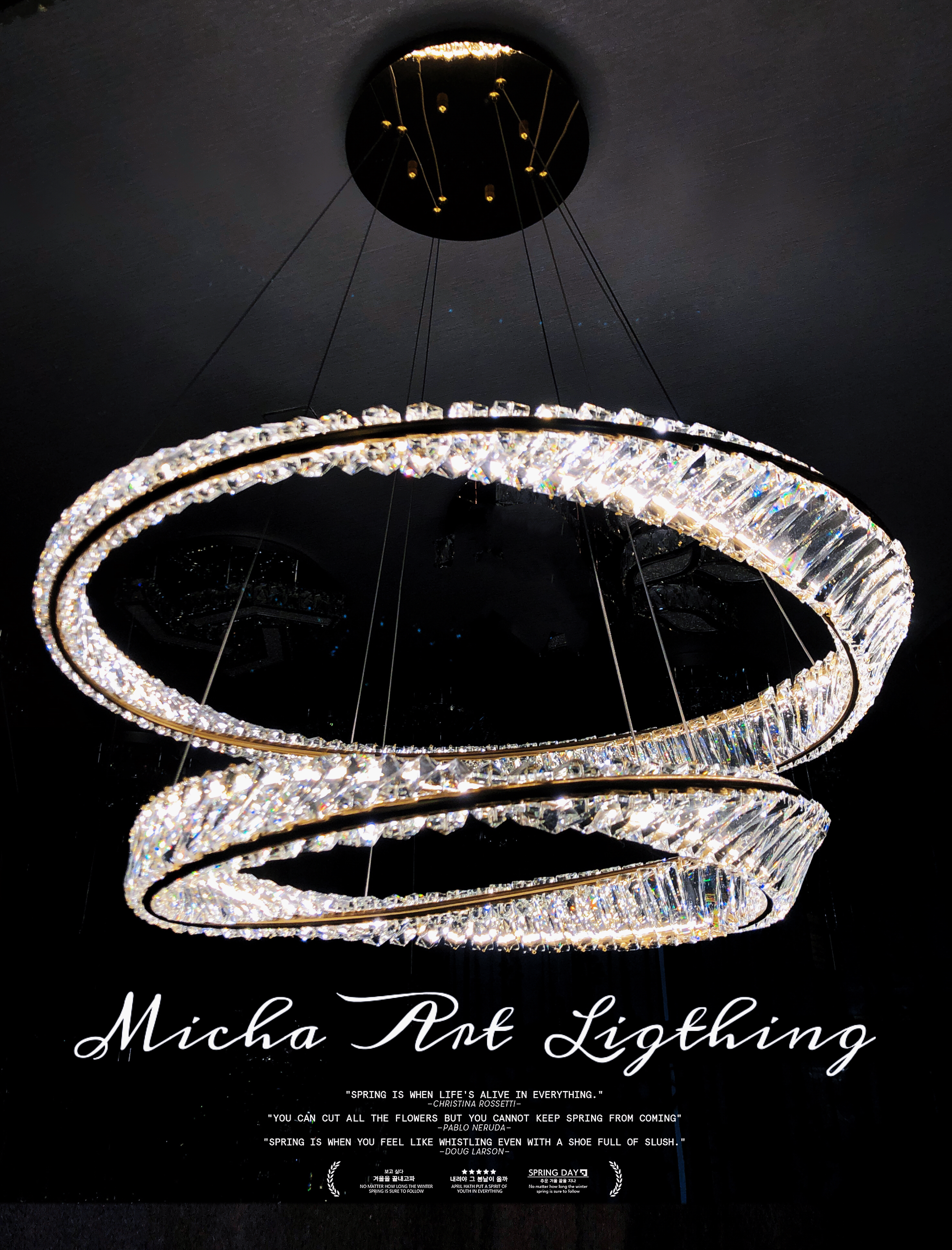 2 ring crystal chandelier