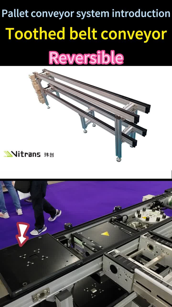 Trasportatore a cinghia di distribuzione per il sistema di trasferimento di pallet