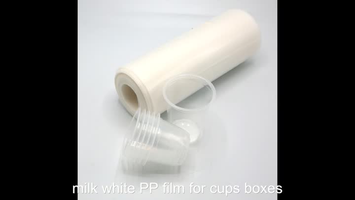 Milk White PP Film para cajas de tazas