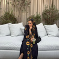 لباس ژاکت کش باف پشمی ساده دبی اوپن با روسری با چاپ مسلمان Abaya 20251