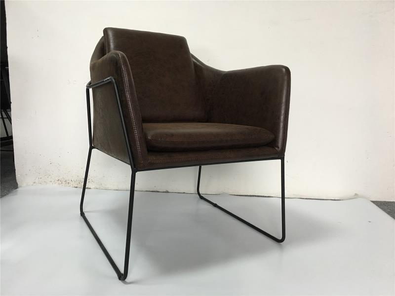 Brown PU leather dining chair