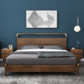 Minimalist new Chinese style solid wood walnut bed 1.8m double bed modern bedroom furniture bed1