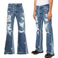 Fashion Custom Distressed Denim Jeans Men Patchwork Paint Splatter Splatter