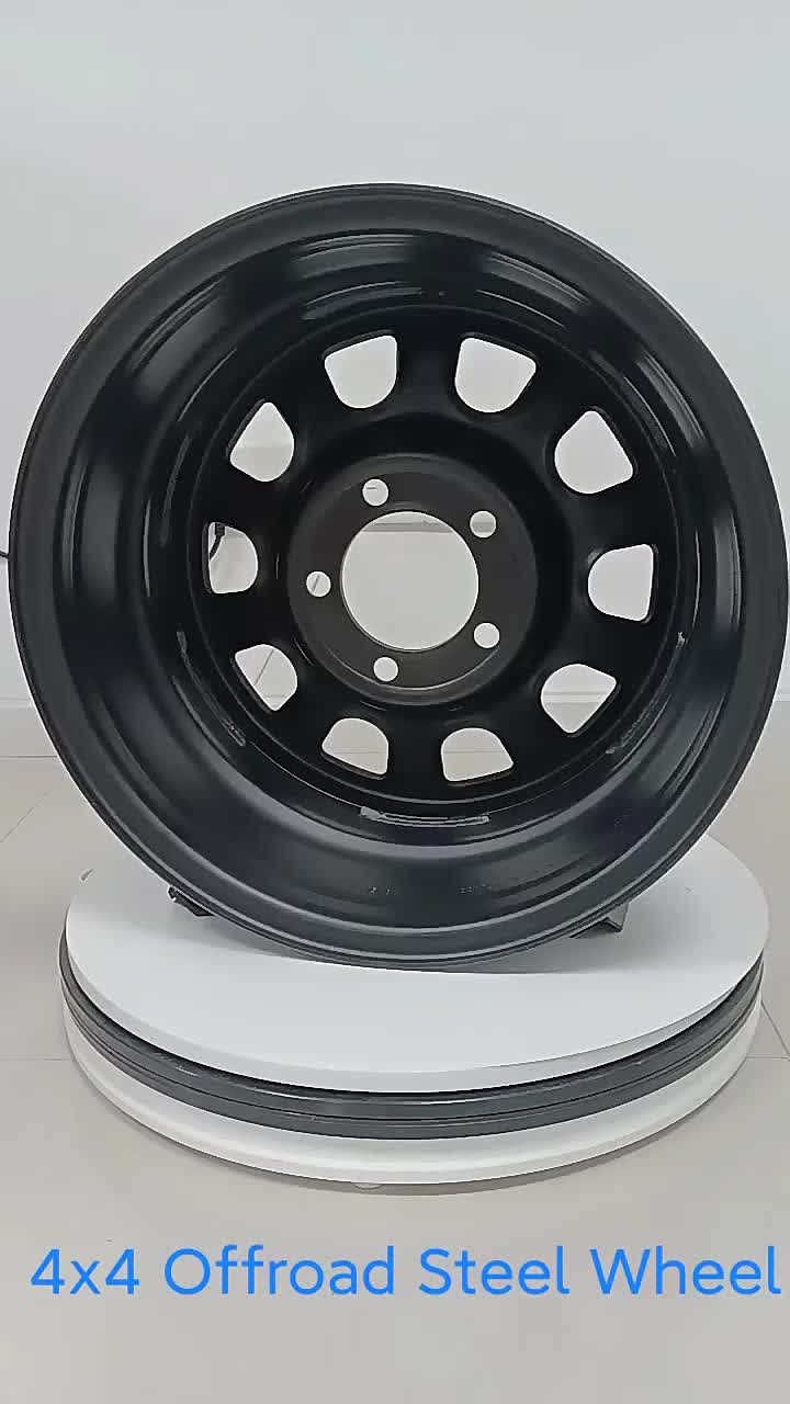 Roues de voiture en acier 4x4 Rimes hors route modulaire 14x6 en acier noir finition PCD 4 / 114.3 roues1