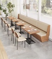 Modern Ticari Fast Food Banquette Deri Kanepe Kafe Okulu ve Yemek Restoranları için Maddi Wood Restoran Oturma Standı1